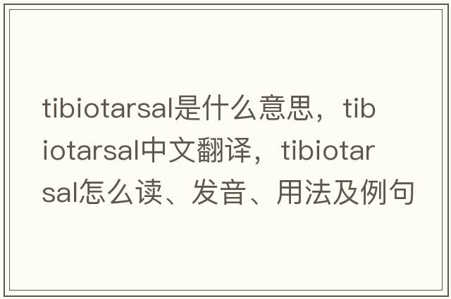 tibiotarsal是什么意思，tibiotarsal中文翻譯，tibiotarsal怎么讀、發(fā)音、用法及例句