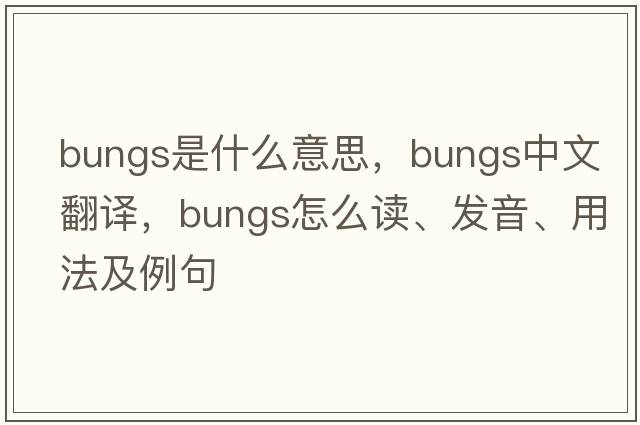 bungs是什么意思，bungs中文翻譯，bungs怎么讀、發(fā)音、用法及例句