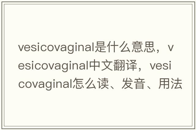 vesicovaginal是什么意思，vesicovaginal中文翻譯，vesicovaginal怎么讀、發(fā)音、用法及例句