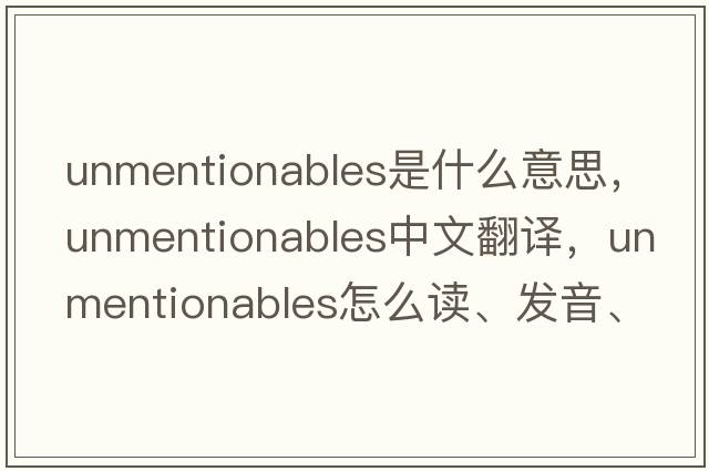 unmentionables是什么意思，unmentionables中文翻譯，unmentionables怎么讀、發(fā)音、用法及例句