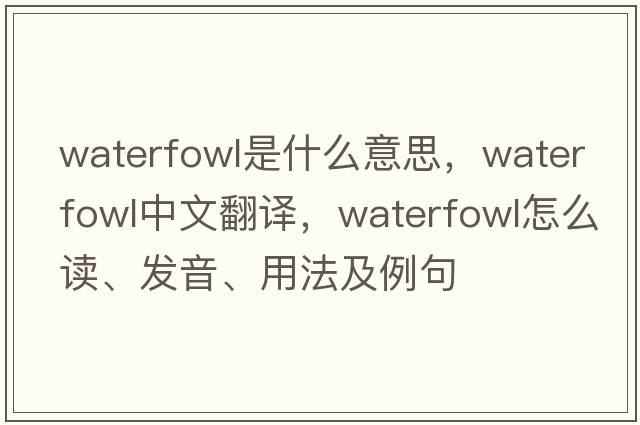 waterfowl是什么意思，waterfowl中文翻譯，waterfowl怎么讀、發(fā)音、用法及例句