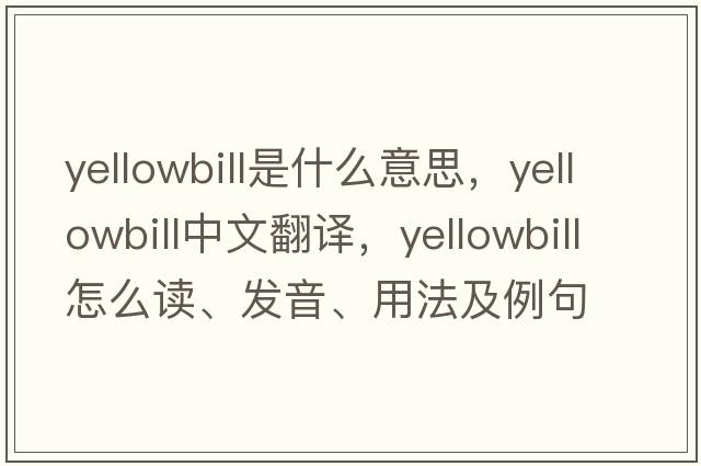 yellowbill是什么意思，yellowbill中文翻譯，yellowbill怎么讀、發(fā)音、用法及例句