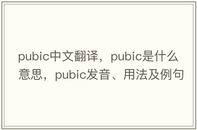 pubic中文翻譯，pubic是什么意思，pubic發(fā)音、用法及例句