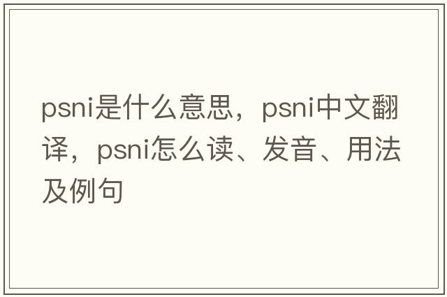 PSNI是什么意思，PSNI中文翻譯，PSNI怎么讀、發(fā)音、用法及例句