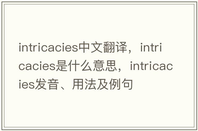 intricacies中文翻譯，intricacies是什么意思，intricacies發(fā)音、用法及例句
