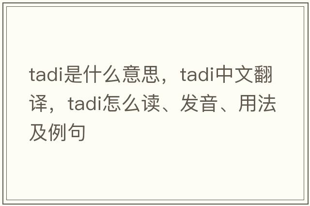 TADI是什么意思，TADI中文翻譯，TADI怎么讀、發(fā)音、用法及例句