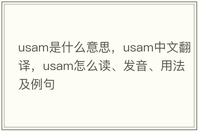 USAM是什么意思，USAM中文翻譯，USAM怎么讀、發(fā)音、用法及例句