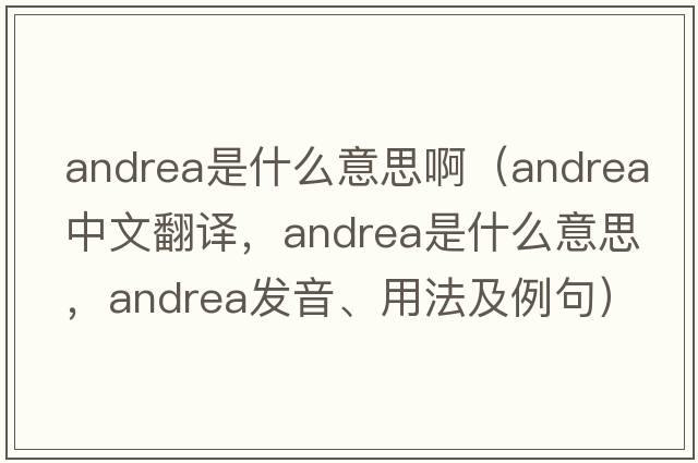 andrea是什么意思?。╝ndrea中文翻譯，andrea是什么意思，andrea發(fā)音、用法及例句）