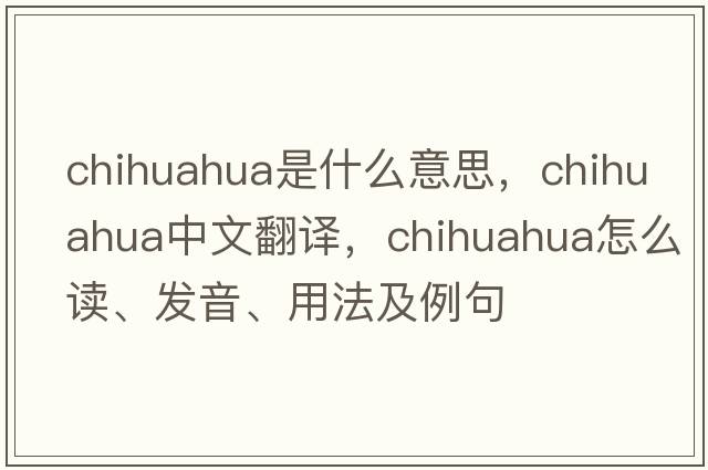 chihuahua是什么意思，chihuahua中文翻譯，chihuahua怎么讀、發(fā)音、用法及例句
