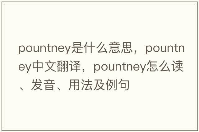 Pountney是什么意思，Pountney中文翻譯，Pountney怎么讀、發(fā)音、用法及例句