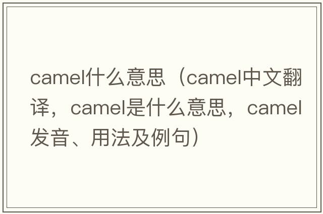 camel什么意思（camel中文翻譯，camel是什么意思，camel發(fā)音、用法及例句）