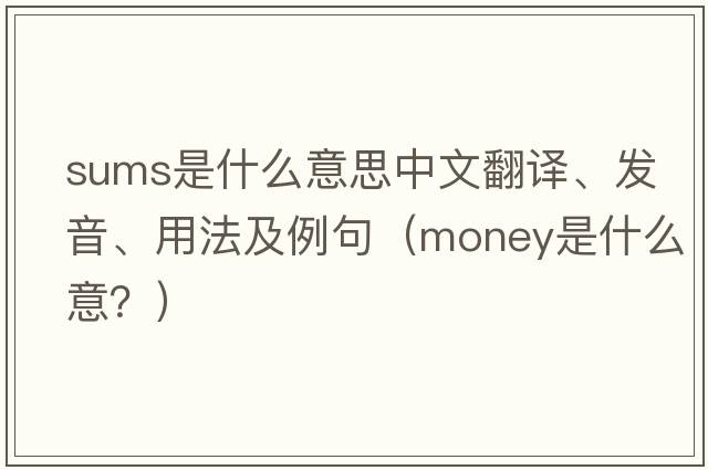 sums是什么意思中文翻譯、發(fā)音、用法及例句（money是什么意？）