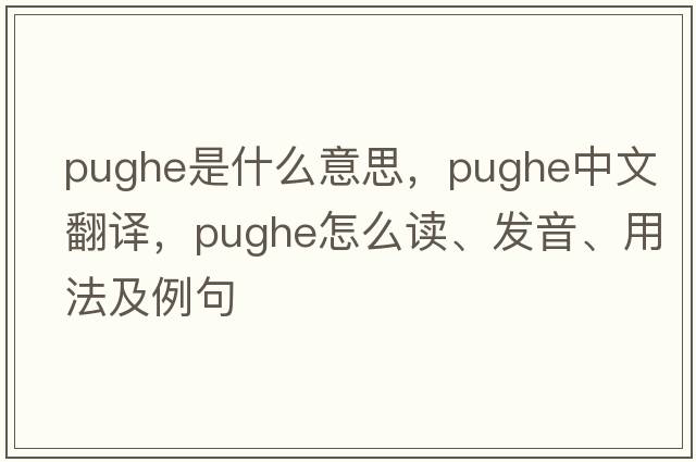 Pughe是什么意思，Pughe中文翻譯，Pughe怎么讀、發(fā)音、用法及例句