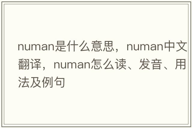 Numan是什么意思，Numan中文翻譯，Numan怎么讀、發(fā)音、用法及例句