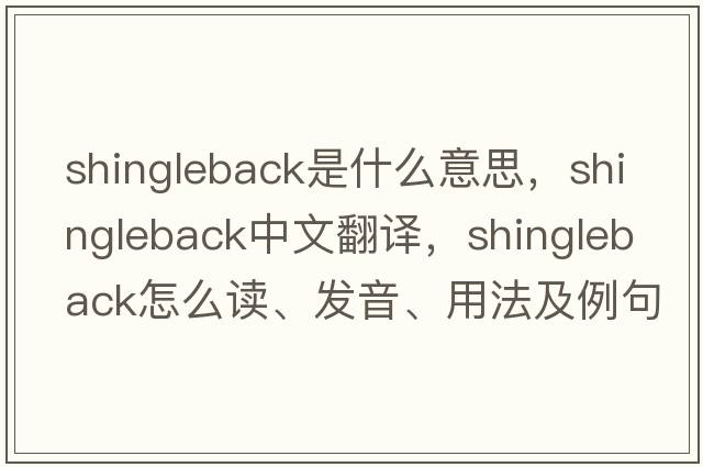 Shingleback是什么意思，Shingleback中文翻譯，Shingleback怎么讀、發(fā)音、用法及例句