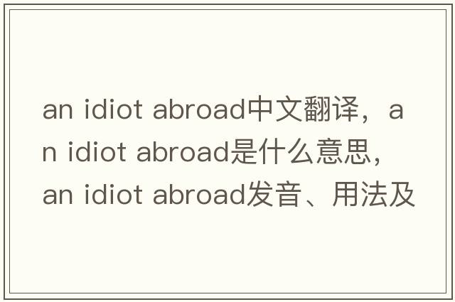 an idiot abroad中文翻譯，an idiot abroad是什么意思，an idiot abroad發(fā)音、用法及例句