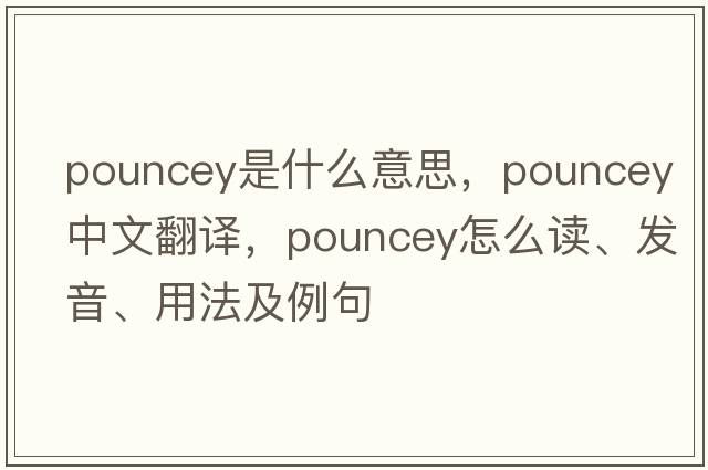 Pouncey是什么意思，Pouncey中文翻譯，Pouncey怎么讀、發(fā)音、用法及例句
