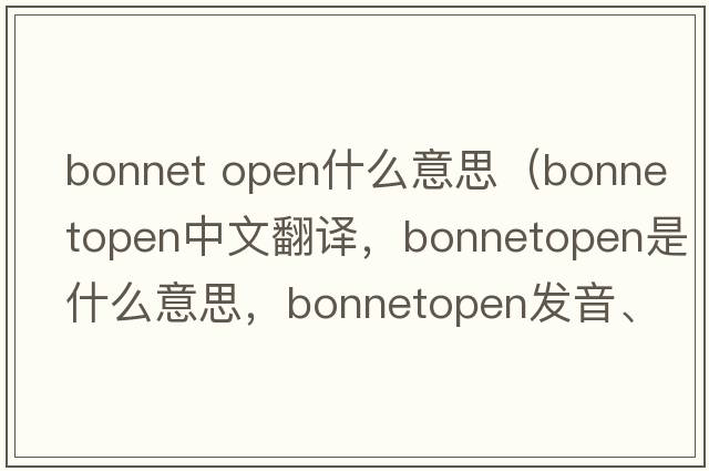 bonnet open什么意思（bonnetopen中文翻譯，bonnetopen是什么意思，bonnetopen發(fā)音、用法及例句）