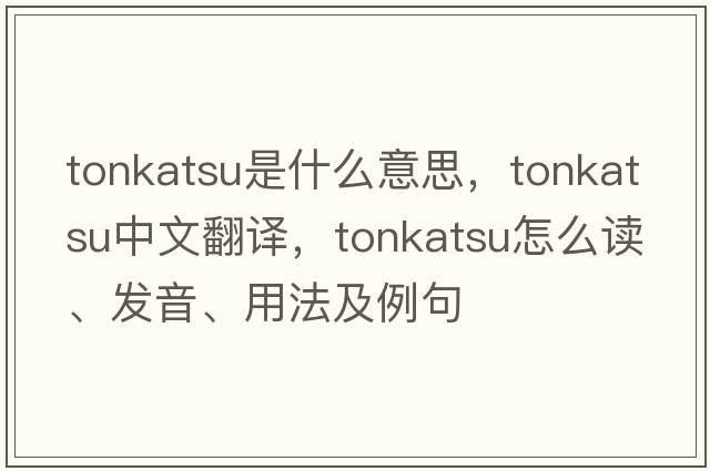 Tonkatsu是什么意思，Tonkatsu中文翻譯，Tonkatsu怎么讀、發(fā)音、用法及例句