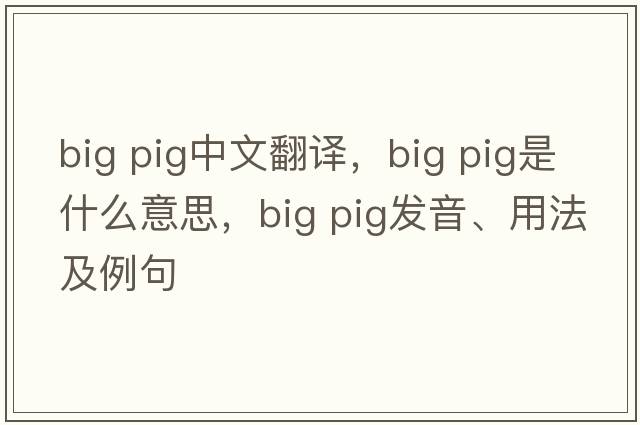 big pig中文翻譯，big pig是什么意思，big pig發(fā)音、用法及例句