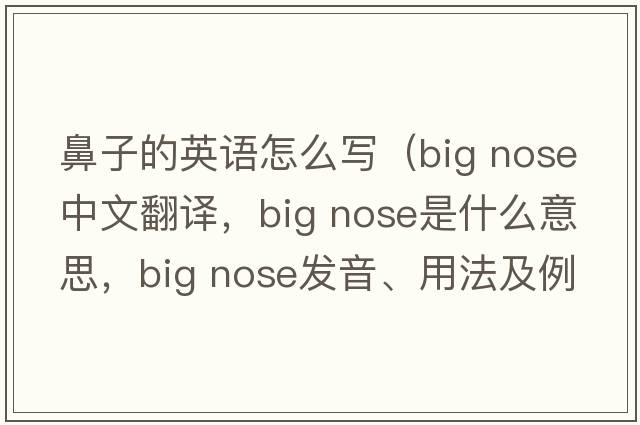 鼻子的英語(yǔ)怎么寫（big nose中文翻譯，big nose是什么意思，big nose發(fā)音、用法及例句）