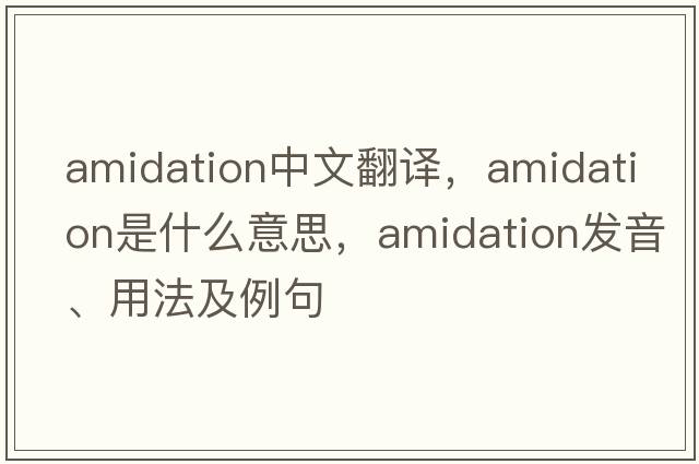 amidation中文翻譯，amidation是什么意思，amidation發(fā)音、用法及例句