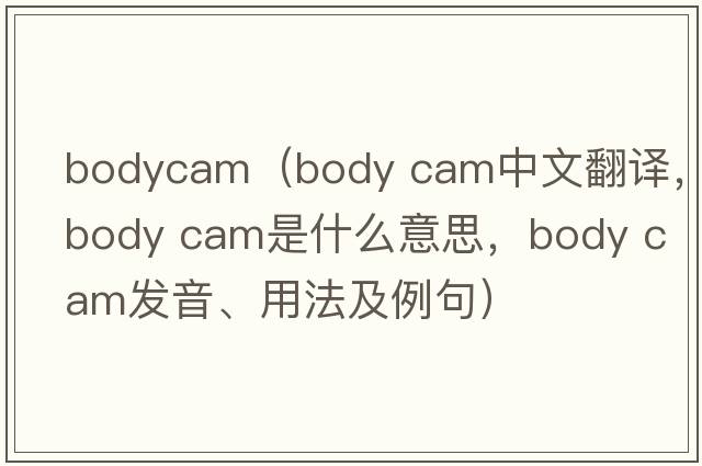 bodycam（body cam中文翻譯，body cam是什么意思，body cam發(fā)音、用法及例句）