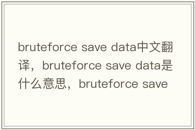 bruteforce save data中文翻譯，bruteforce save data是什么意思，bruteforce save data發(fā)音、用法及例句