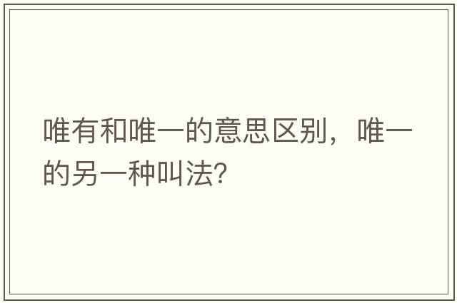 唯有和唯一的意思區(qū)別，唯一的另一種叫法？