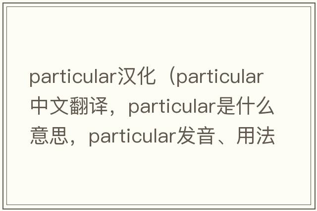 particular漢化（particular中文翻譯，particular是什么意思，particular發(fā)音、用法及例句）