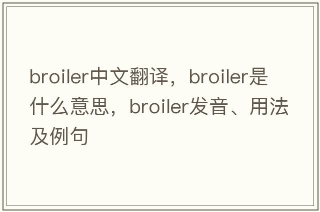 broiler中文翻譯，broiler是什么意思，broiler發(fā)音、用法及例句