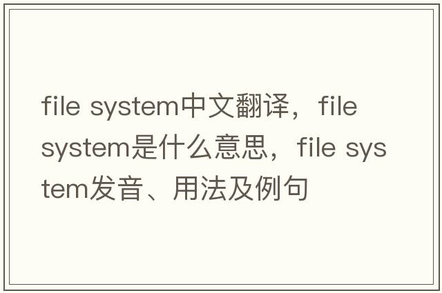 file system中文翻譯，file system是什么意思，file system發(fā)音、用法及例句