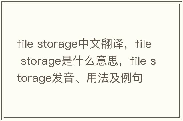 file storage中文翻譯，file storage是什么意思，file storage發(fā)音、用法及例句