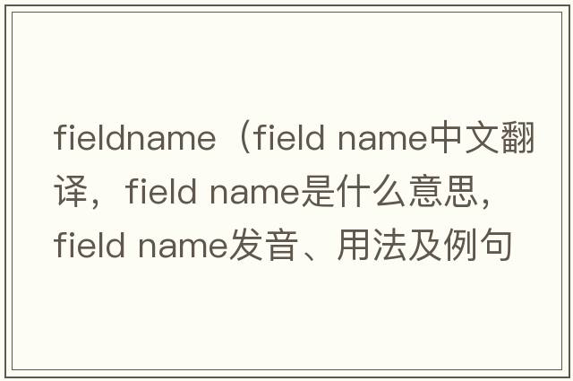 fieldname（field name中文翻譯，field name是什么意思，field name發(fā)音、用法及例句）
