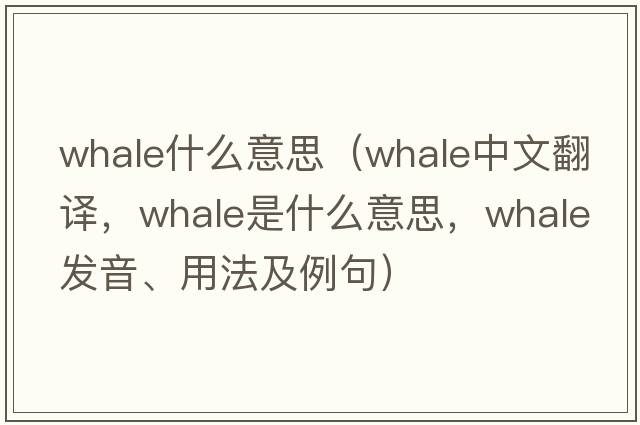 whale什么意思（whale中文翻譯，whale是什么意思，whale發(fā)音、用法及例句）