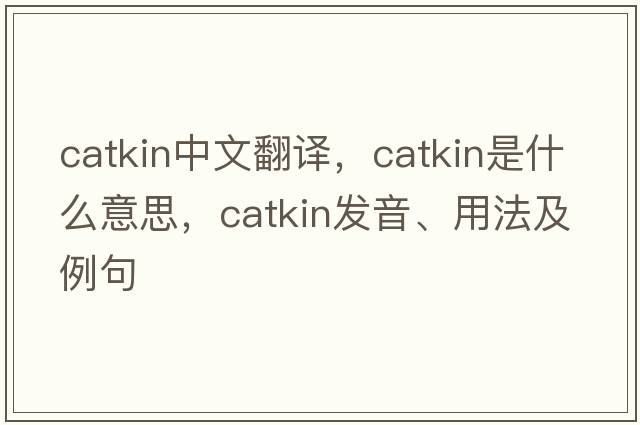 catkin中文翻譯，catkin是什么意思，catkin發(fā)音、用法及例句