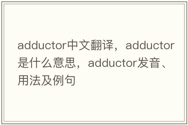 adductor中文翻譯，adductor是什么意思，adductor發(fā)音、用法及例句