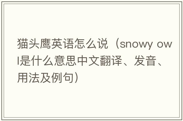貓頭鷹英語(yǔ)怎么說(shuō)（snowy owl是什么意思中文翻譯、發(fā)音、用法及例句）