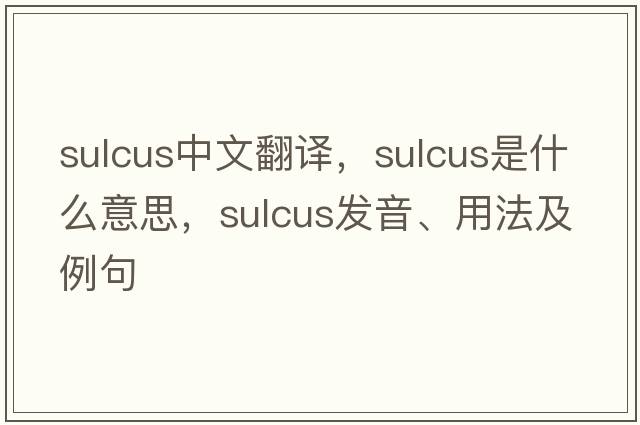 sulcus中文翻譯，sulcus是什么意思，sulcus發(fā)音、用法及例句