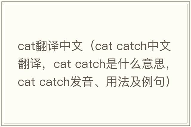 cat翻譯中文（cat catch中文翻譯，cat catch是什么意思，cat catch發(fā)音、用法及例句）