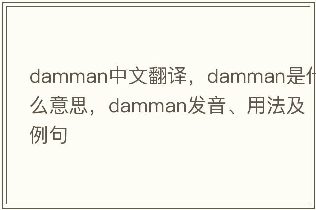 Damman中文翻譯，Damman是什么意思，Damman發(fā)音、用法及例句