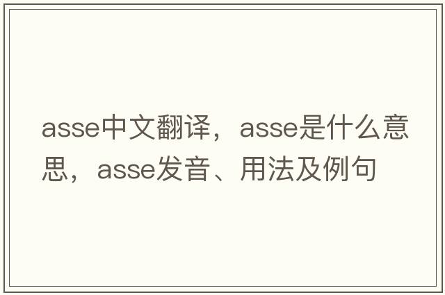 ASSE中文翻譯，ASSE是什么意思，ASSE發(fā)音、用法及例句