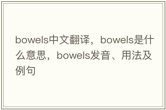 bowels中文翻譯，bowels是什么意思，bowels發(fā)音、用法及例句
