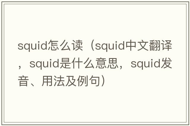squid怎么讀（squid中文翻譯，squid是什么意思，squid發(fā)音、用法及例句）