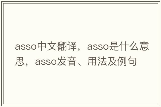 ASSO中文翻譯，ASSO是什么意思，ASSO發(fā)音、用法及例句