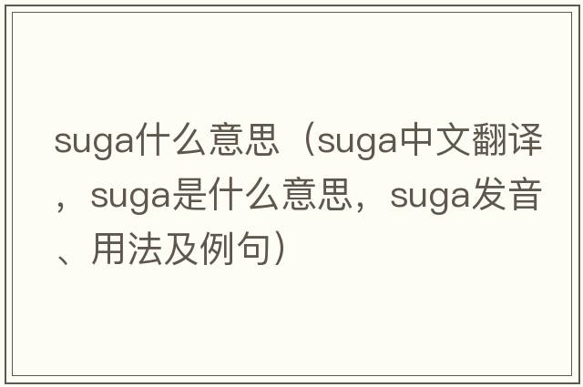 suga什么意思（SUGA中文翻譯，SUGA是什么意思，SUGA發(fā)音、用法及例句）