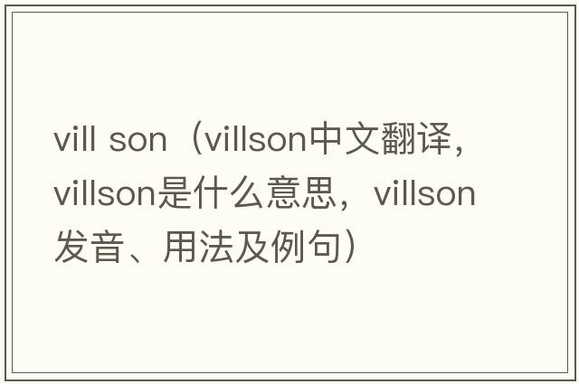 vill son（villson中文翻譯，villson是什么意思，villson發(fā)音、用法及例句）