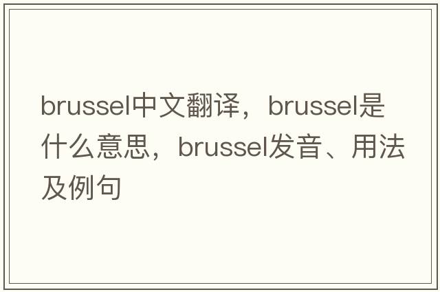 Brussel中文翻譯，Brussel是什么意思，Brussel發(fā)音、用法及例句