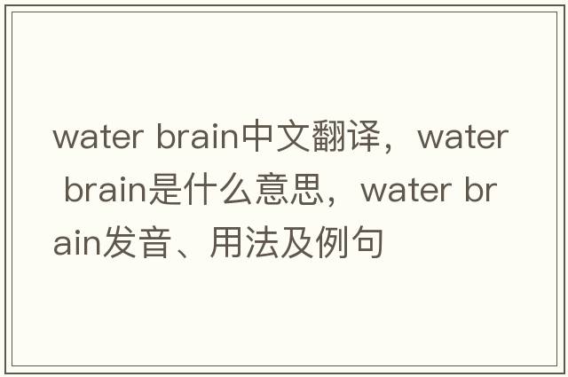 water brain中文翻譯，water brain是什么意思，water brain發(fā)音、用法及例句