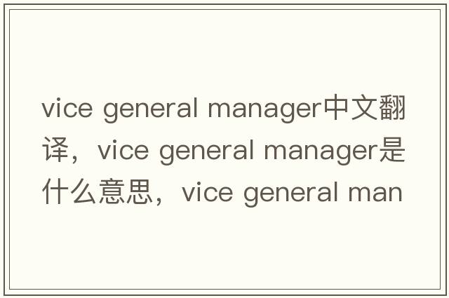 vice general manager中文翻譯，vice general manager是什么意思，vice general manager發(fā)音、用法及例句